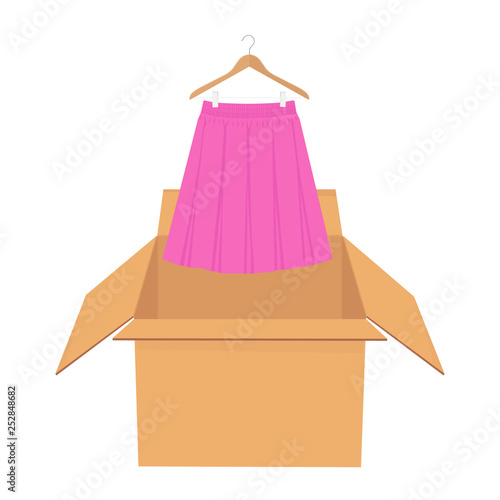 Pink elegant skirt on hanger. Shopping sale concept.