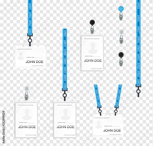 Realistic set plastic badges samples