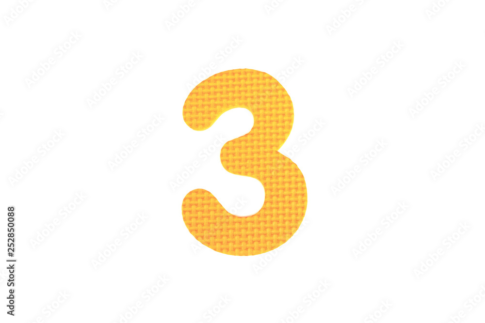 Image of number three, isolated on the white background