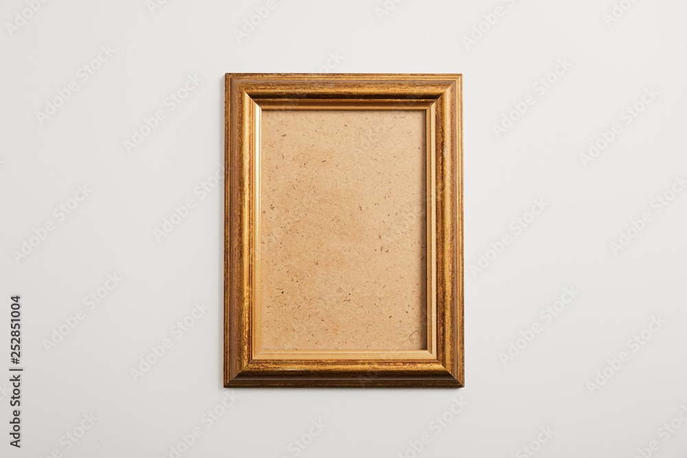 Fototapeta premium wooden square frame on white background