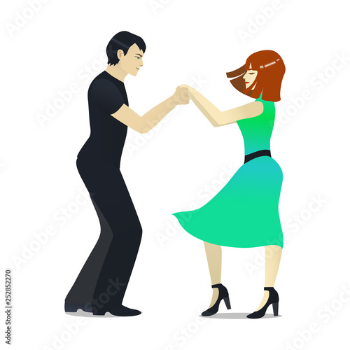 Salsa Dancing Couple in Cartoon Style