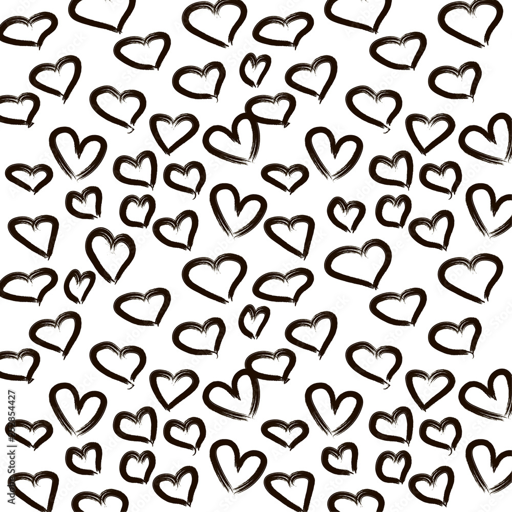 Abstract seamless heart pattern. Ink illustration. Black and white. Abstract seamless heart pattern. Ink illustration. Black and white.