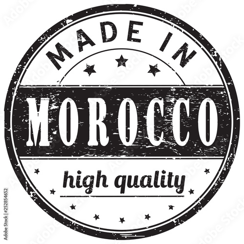 grunge rubber stamp with text "made in Morocco" on white, vector illustration