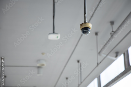 old CCTV camera on ceiling.