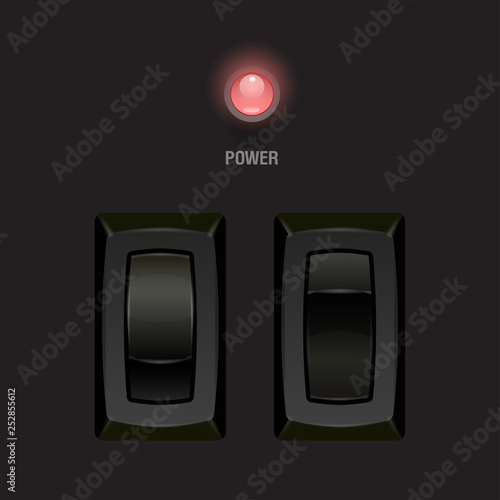 Cool Realistic Toggle Switch black color. Vector illustration.