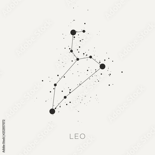 Star constellation zodiac leo black white vector