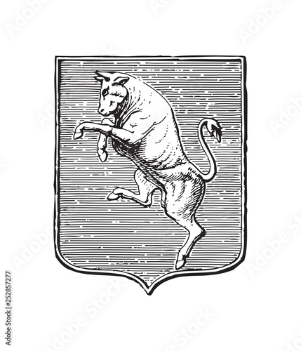 Turin coat of arms (city in Italy) / vintage illustration from Meyers Konversations-Lexikon 1897