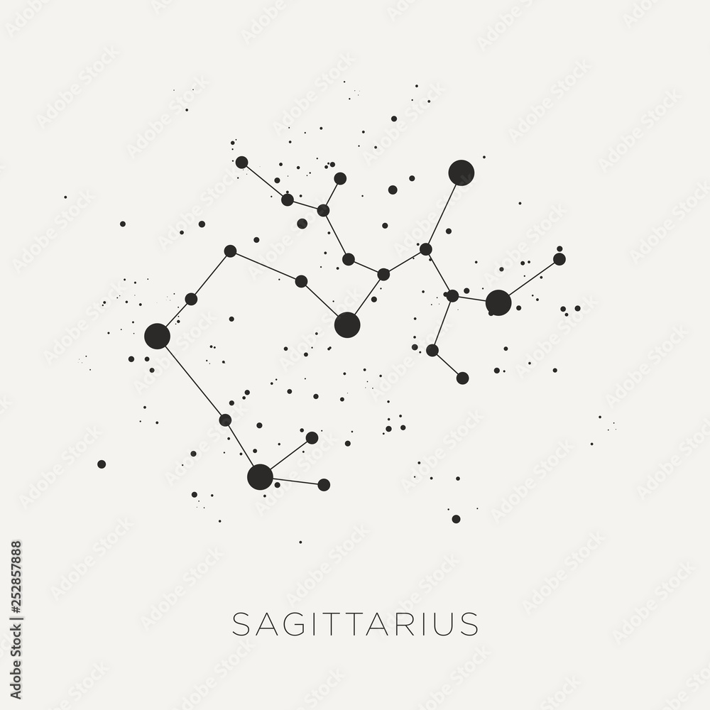Fototapeta Star constellation zodiac sagittarius black white vector