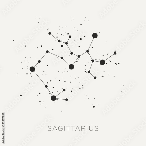 Star constellation zodiac sagittarius black white vector