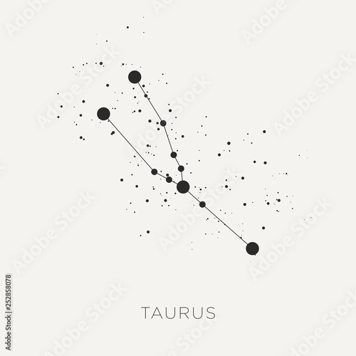 Star constellation zodiac taurus black white vector photo