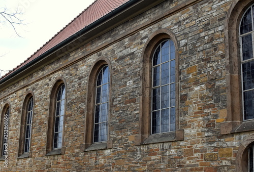 Architectural elements, windows, facade.Protestant Church Kirchlengern.Germany.