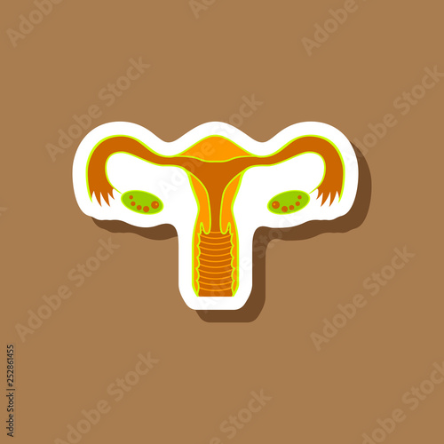 paper sticker on stylish background female reproductive system