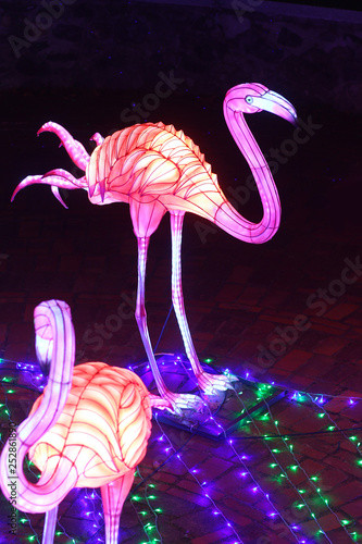 Traditional chinese lantern in the shape of flamingo