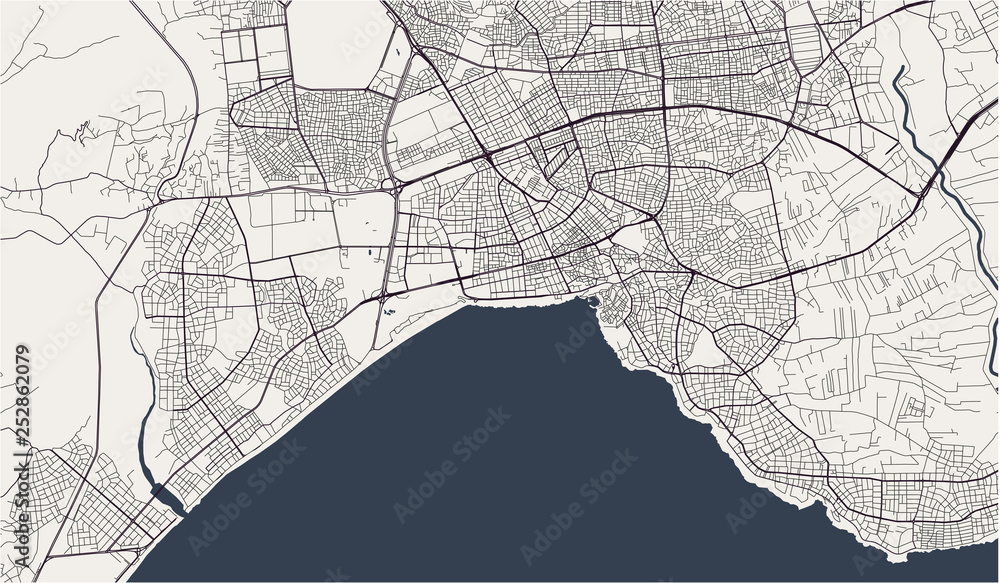 Fototapeta premium map of the city of Antalya, Turkey