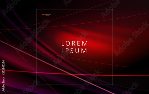 Abstract red dark wavy design with thin thin light lines and frame