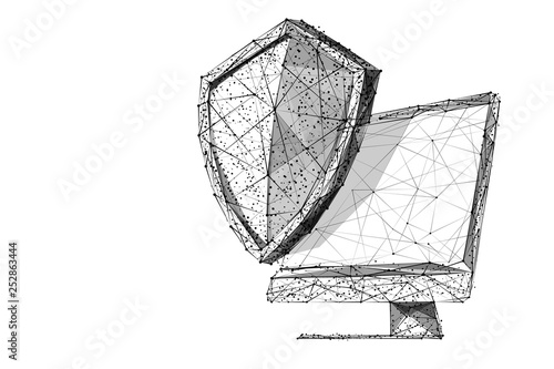 monitor low poly blue