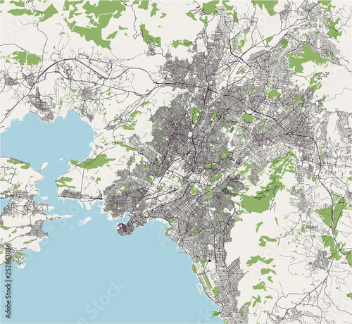 map of the city of Athens, Greece