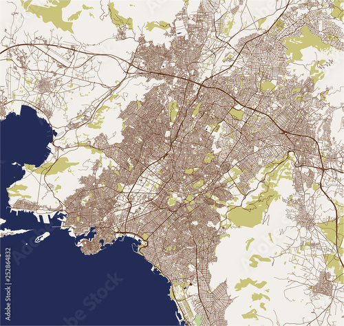 map of the city of Athens, Greece