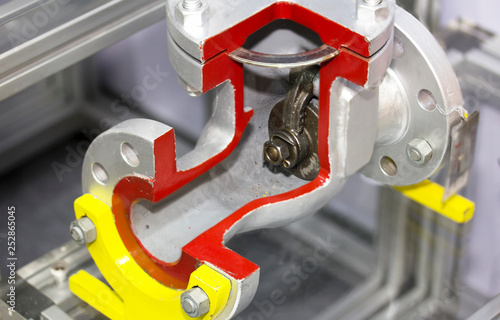 Photos detail inside of check valve for industrial at factory