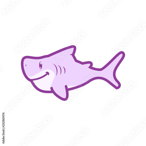 cute shark cartoon sticker vector illustration