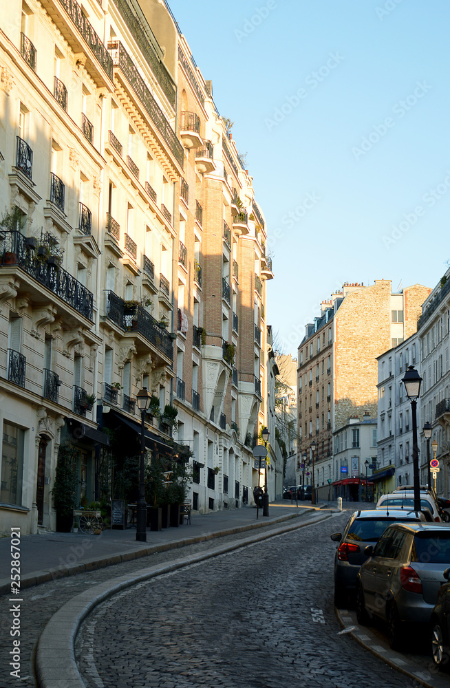 Cobbled street in Montmartre, Paris