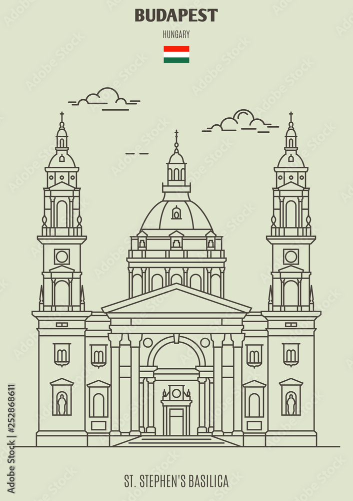 St. Stephen's Basilica in Budapest, Hungary. Landmark icon