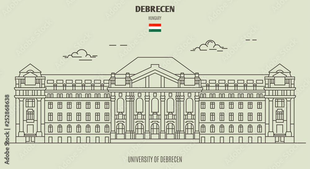 University of Debrecen in Debrecen, Hungary. Landmark icon