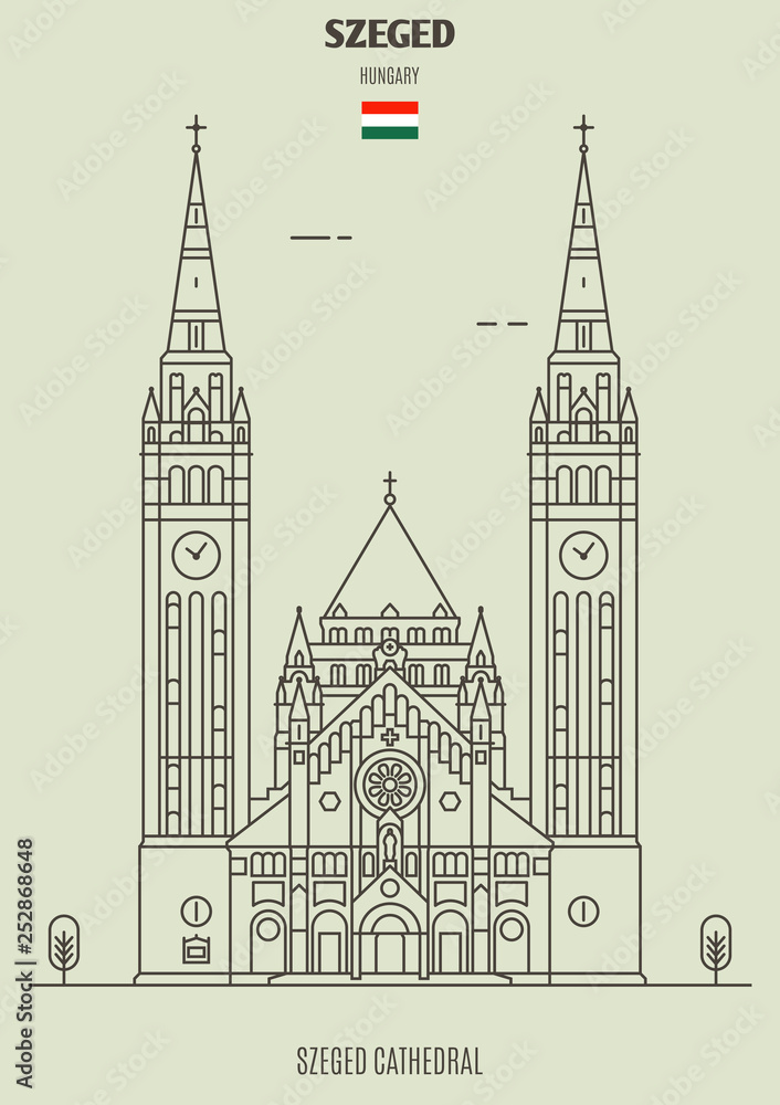 Votive Church in Szeged, Hungary. Landmark icon