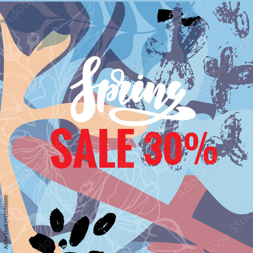 Spring sale and special offer vector banner background with colorful chrysanthemum and daisy flowers elements and spring season shopping promotional text