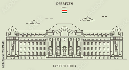 Obraz na plátně University of Debrecen in Debrecen, Hungary. Landmark icon