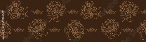 Hand drawn persian arabesque ornament floral illustration. Seamless decorativ...
