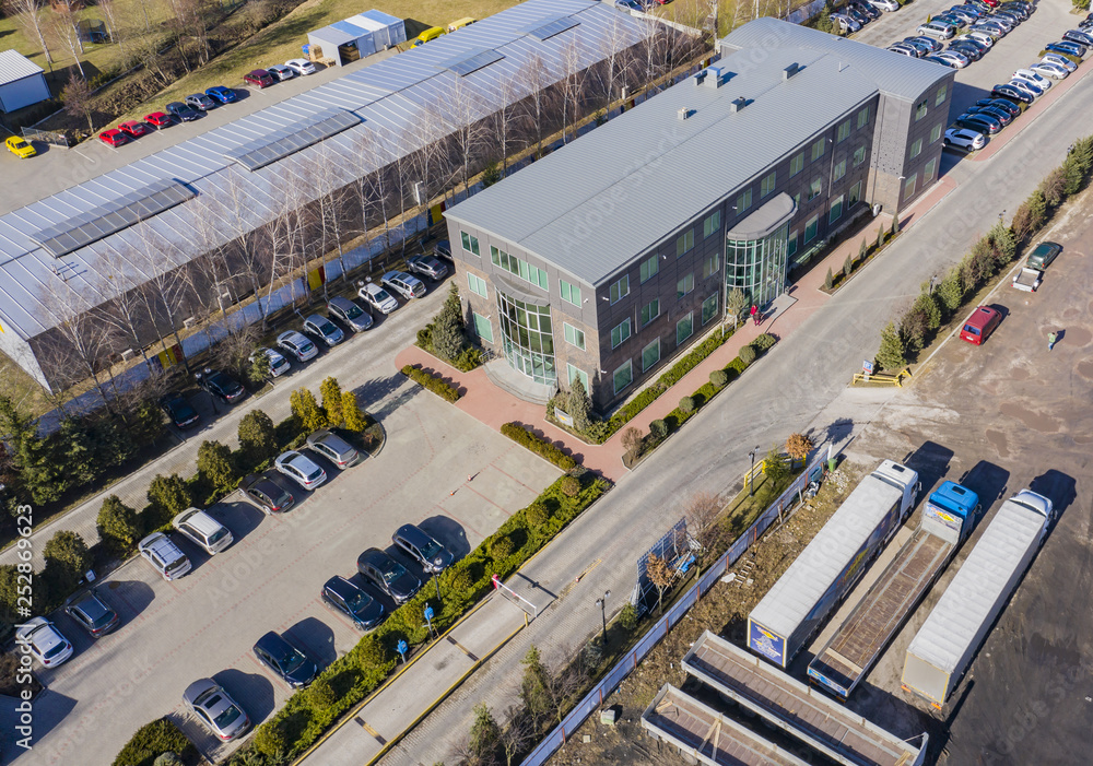 Industrial and small business offices viewed from above. Aerial