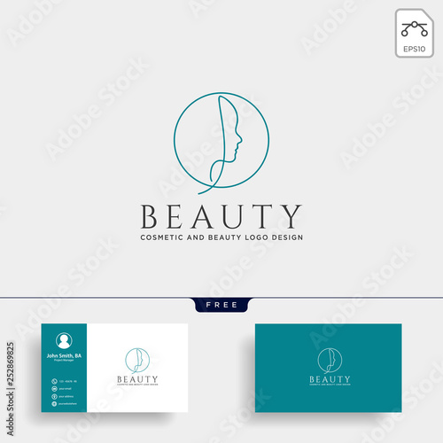 beauty cosmetic line art logo template vector illustration icon element