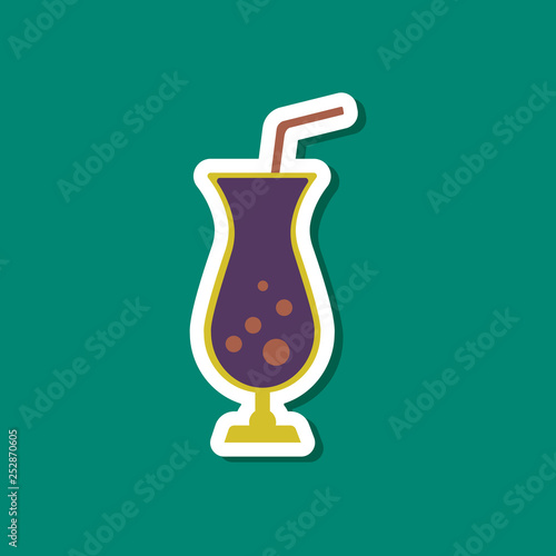 paper sticker on stylish background glass of cocktail