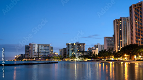 Waikiki Beach skyline at sunrise © kpeggphoto