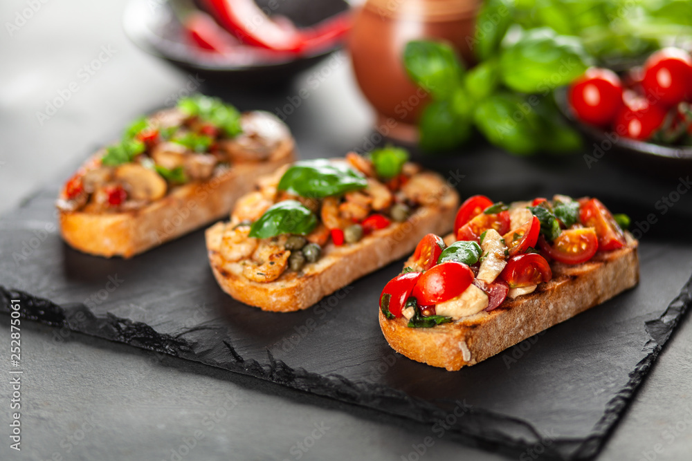 Assortment of traditional Italian bruschettas Assortment of traditional Italian bruschettas