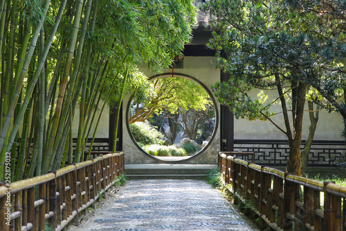 Circular gate in a chinese garden (Suzhou)