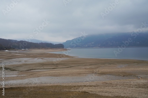 Mavrovo lake, the artificial lake in Macedonian republic photo