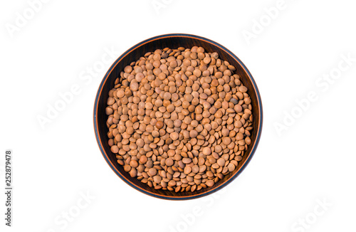 Brown Lentils/ Masoor Also Know as Masoor /Brown Gram, Sabut masoor, Raw lentil, Pakistani/Indian beans isolated on white Background photo