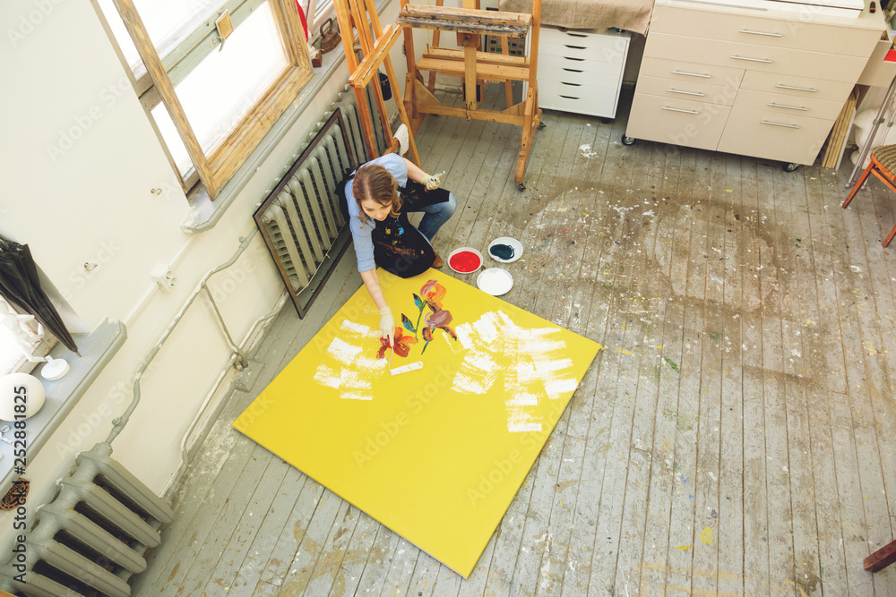 beautiful artist paint a huge canvas Stock Photo Adobe Stock