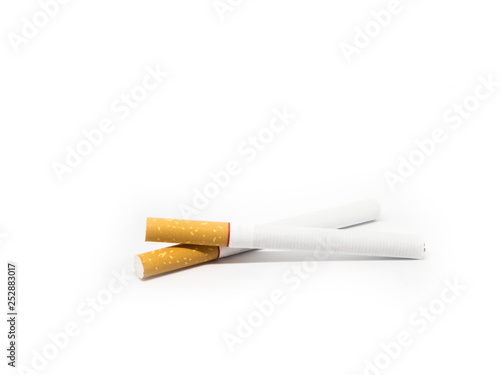 two brown cigarette on isolated white background
