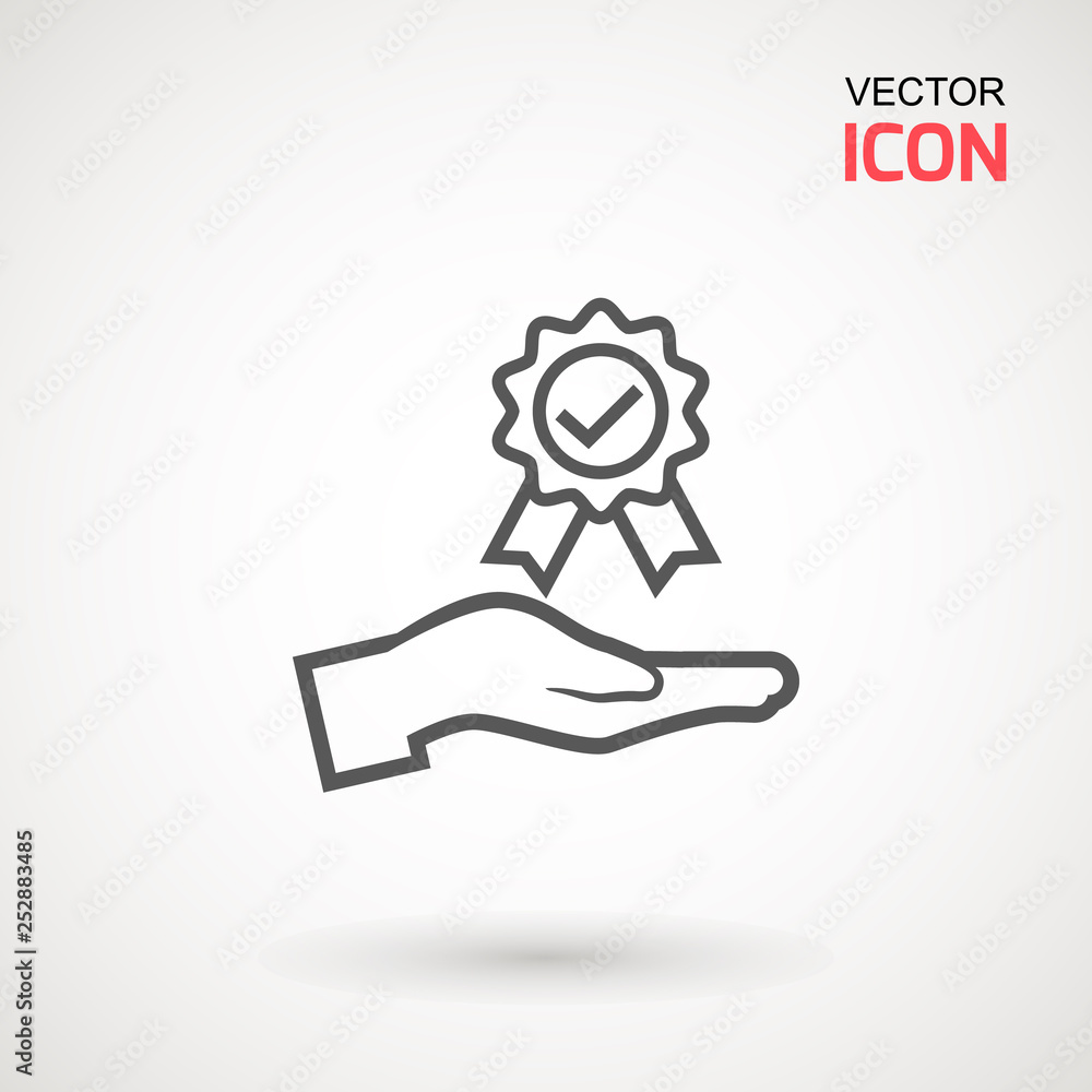 Approved or certified medal icon in a flat design. Rosette icon. Award vector. Approved or certified medal icon in a flat design. Rosette icon. Award vector.