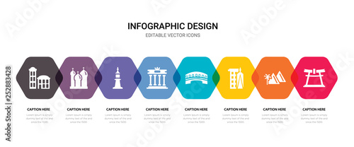 simple set of torii gate, pyramid, world trade center, rialto bridge icons, contains such as icons brandenburg gate, tower, cathedral of saint basil, building and more. 64x64 pixel perfect. editable