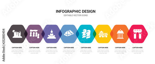 simple set of arc de triomphe, greece, pagoda, rapa nui icons, contains such as icons pyramid, buddha, stonehenge, grand canyon and more. 64x64 pixel perfect. editable vector set