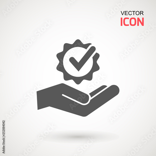Approved or certified medal icon in a flat design. Rosette icon. Award vector.