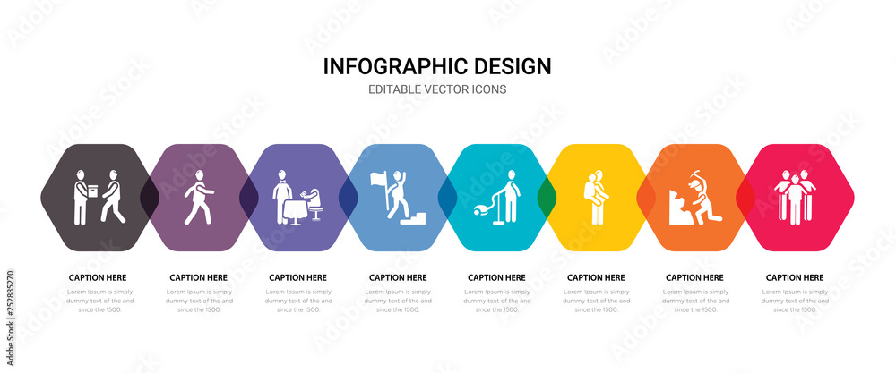 Φωτογραφία simple set of single file, miner, carrying on back, vacuum cleaning icons, contains such as icons mountain climb, pay in restaurant, man dancing, give over and more
