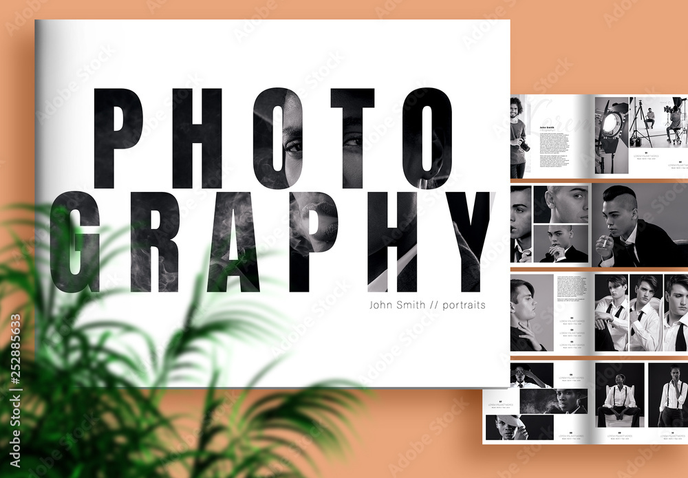 Black and White Photo Book Layout Stock Template | Adobe Stock
