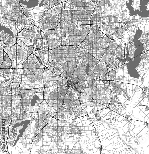 map of the city of Dallas, Texas, USA