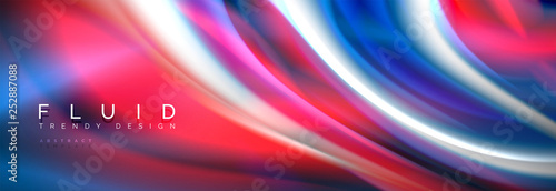 Fluid colors mixing glowing neon wave background, holographic texture