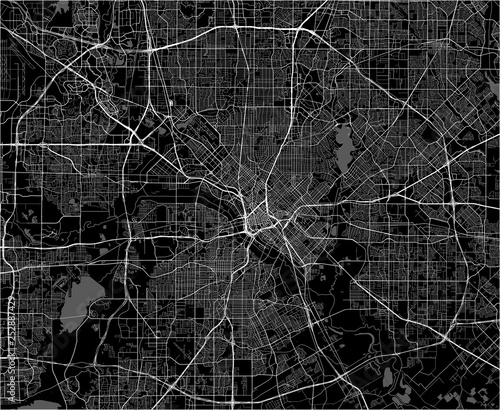 map of the city of Dallas, Texas, USA